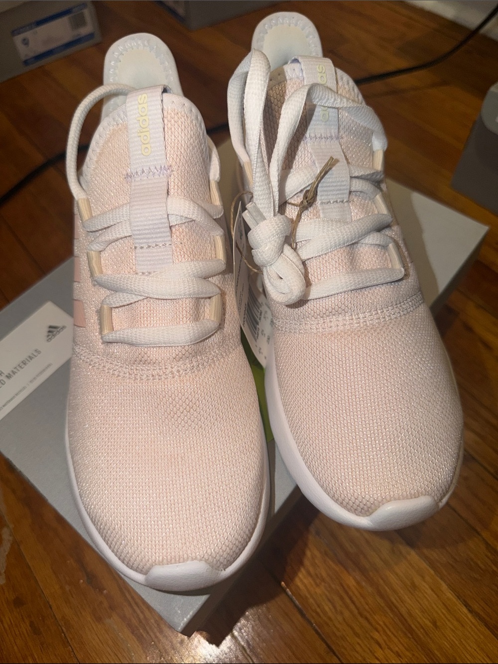 adidas womens Light Pink Knit Athletic Sneakers